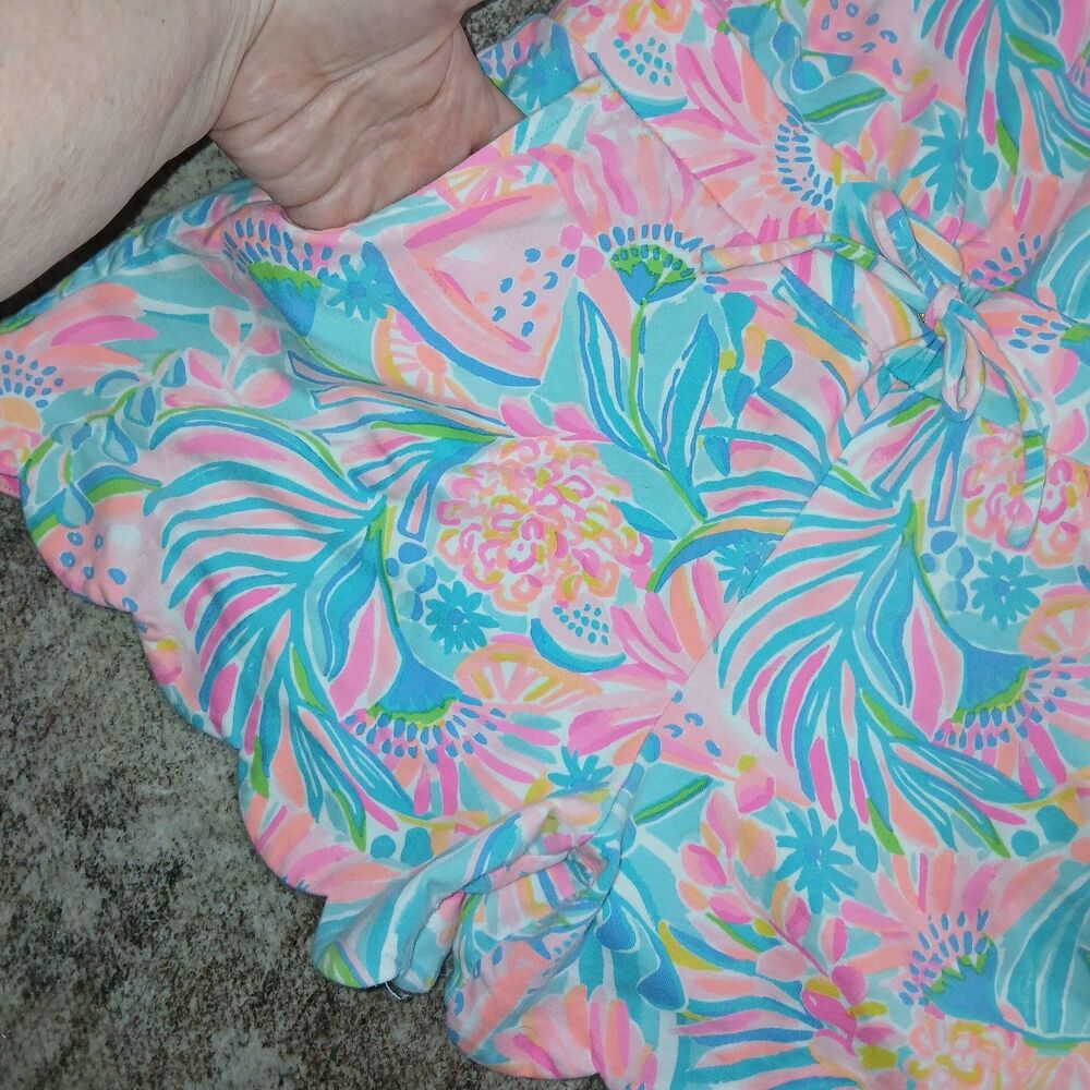 Lilly Pulitzer Jace Strapless Romper S Scalloped Hem Floral Pockets Beach Pool - Picture 10 of 15